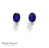 Daylily 日本18K金4卡藍寶石伴鑽石耳環