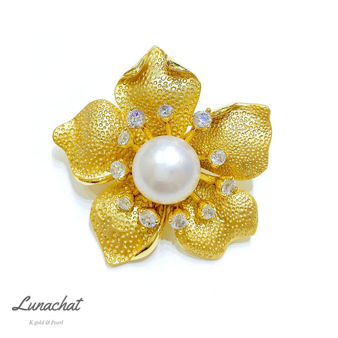 Lunachat Sterling Silver and Crystal Pearl Brooch Milano 37