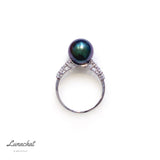 Lunachat 18K Gold 10-11mm 大溪地孔雀綠珍珠戒指*