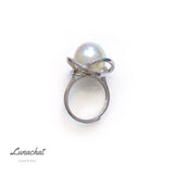Lunachat 925純銀13.3mm 強光南洋白珍珠戒指