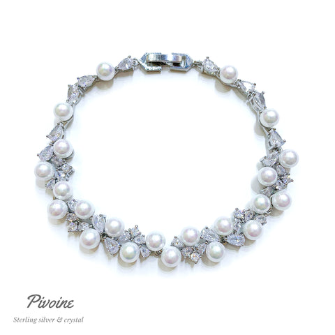 Pivoine Milano Sterling Silver and Crystal Bridal bracelet | 結婚水晶手鍊|Wedding Bracelet|Bridal Bracelet