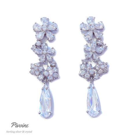 Pivoine Milano Sterling Silver and Crystal Bridal Earrings 21