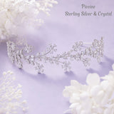 Pivoine Bridal Tiara Milano Sterling Silver and Crystal Handmade Hairpiece 53