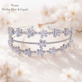 Pivoine Bridal Tiara Milano Sterling Silver and Crystal Handmade Hairpiece 89