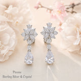 Pivoine Milano Sterling Silver and Crystal Bridal Earclips 136