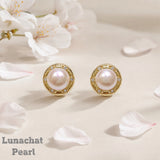 Lunachat 日本925純銀水晶8-9mm白色淡水珍珠夾耳環Earclips