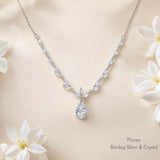 Pivoine Milano Sterling Silver and Crystal Bridal Necklace 45