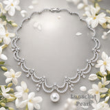 Lunachat 925純銀12-13mm lace design 淡水珍珠頸鍊*