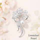 Lunachat Sterling Silver and Crystal Pearl Brooch Milano 32