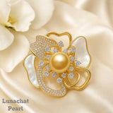 Lunachat Sterling Silver and Crystal Pearl Brooch Milano 3