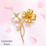 Lunachat Sterling Silver and Crystal Pearl Brooch Milano 2