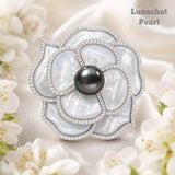 Lunachat Sterling Silver and Crystal Pearl Brooch Milano 18