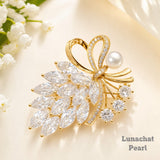 Lunachat Sterling Silver and Crystal Pearl Brooch Milano 40