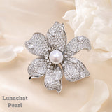 Lunachat Sterling Silver and Crystal Pearl Brooch Milano 27
