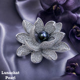 Lunachat Sterling Silver and Crystal Pearl Brooch Milano 50