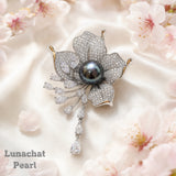 Lunachat Sterling Silver and Crystal Pearl Brooch Milano 5