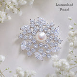 Lunachat Sterling Silver and Crystal Pearl Brooch Milano 39