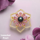 Lunachat Sterling Silver and Crystal Pearl Brooch Milano 46