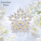 Lunachat Sterling Silver and Crystal Pearl Brooch Milano 44