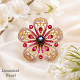 Lunachat Sterling Silver and Crystal Pearl Brooch Milano 28*