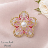 Lunachat Sterling Silver and Crystal Pearl Brooch Milano 33