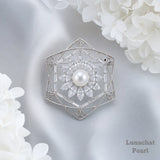 Lunachat Sterling Silver and Crystal Pearl Brooch Milano 30