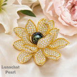 Lunachat Sterling Silver and Crystal Pearl Brooch Milano 52