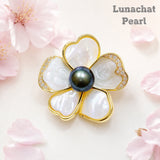 Lunachat Sterling Silver and Crystal Pearl Brooch Milano 51