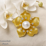 Lunachat Sterling Silver and Crystal Pearl Brooch Milano 37