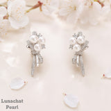 Lunachat 925純銀3-4mm 淡水珍珠花束耳環