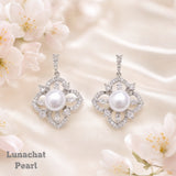 Lunachat 925純銀7-8mm 淡水珍珠星光花耳環