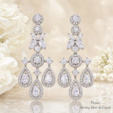 Pivoine Milano Sterling Silver and Crystal Bridal Earrings 121