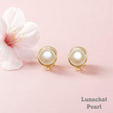 Lunachat 日本925純銀8mm白色淡水珍珠夾耳環Earclips