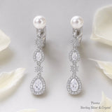 Pivoine Milano Sterling Silver and Crystal Bridal Earclips 176