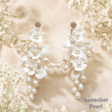 Lunachat 意大利工藝純銀陶瓷花淡水珍珠銀色夾耳環 5 Earclips