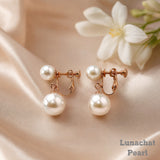 Lunachat 日本925純銀玫瑰金色10-11mm 淡水珍珠夾耳環Earclips