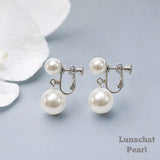 Lunachat 日本925純銀銀色10-11mm 淡水珍珠夾耳環Earclips