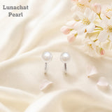 Lunachat 日本925純銀8mm日本淡水珍珠夾耳環Earclips