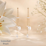 Lunachat 925純銀漸白水晶11-12mm 日本淡水珍珠耳環/夾耳環Earclips