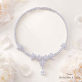Pivoine Milano Sterling Silver and Crystal Bridal Necklace 23*