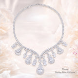 Pivoine Milano Sterling Silver and Crystal Bridal Necklace 18*