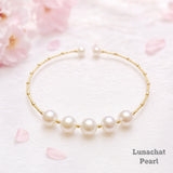 Lunachat 日本18K GOLD Classic 款5枚8mm淡水珍珠手鐲*