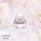 Lunachat 意大利精品925純銀12mm南洋白海水珍珠戒指