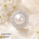 Lunachat 意大利精品925純銀12-13mm南洋白海水珍珠lace design戒指