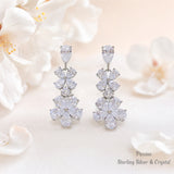 Pivoine Milano Sterling Silver and Crystal Bridal Earrings 158