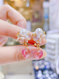 Lunachat 水晶心心花夾耳環 Earclips
