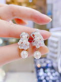 Pivoine Milano Sterling Silver and Crystal Bridal Earclips 162
