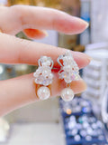 Pivoine Milano Sterling Silver and Crystal Bridal Earclips 162