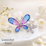 Lunachat Sterling Silver and Crystal Pearl Brooch Milano 21
