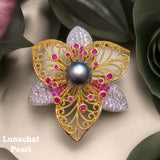 Lunachat Sterling Silver and Crystal Pearl Brooch Milano 20*